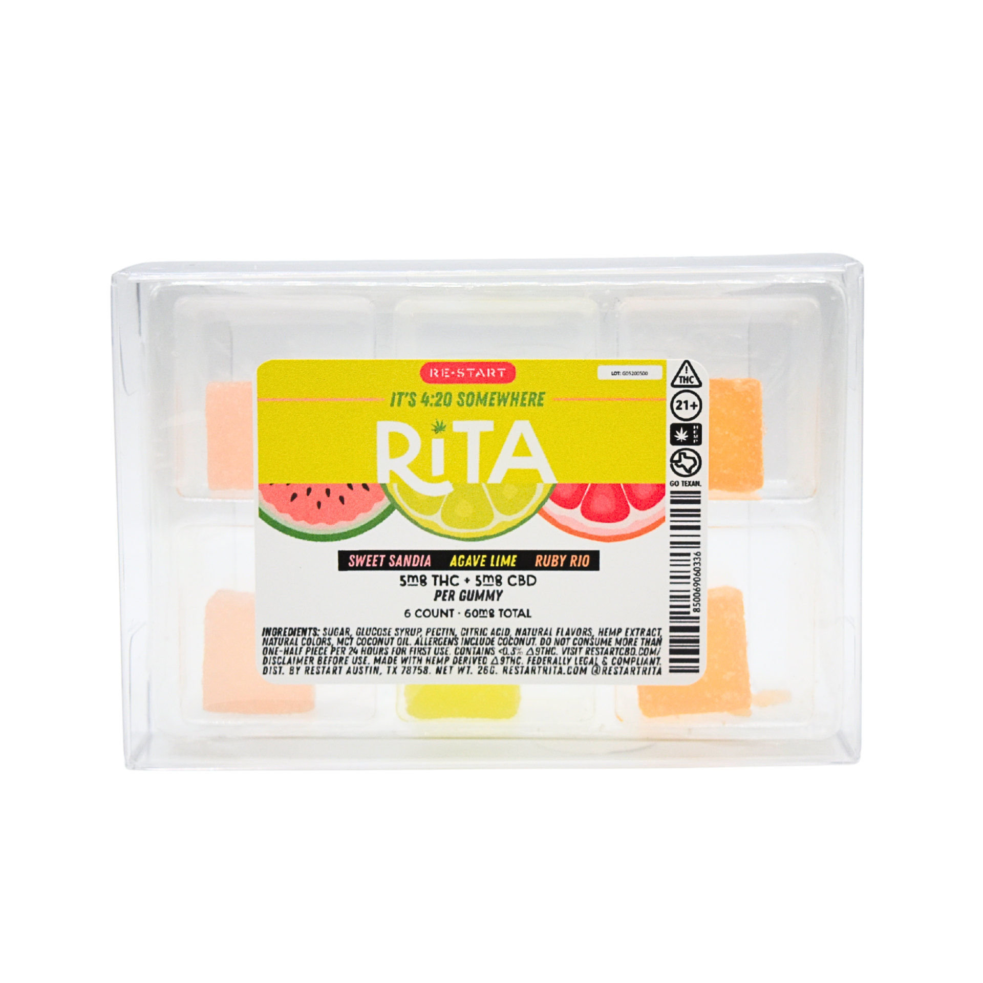 RESTART Rita THC 5MG + CBD 5MG Gummies Variety 6/pk